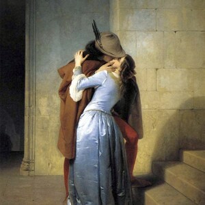 El Beso - Patrón de punto de cruz, formato pdf, Entregado por correo electrónico, Francesco Hayez, Arte punto de cruz, Punto de cruz Arte
