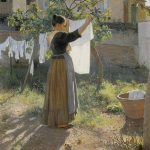 The Day of Washing - Schema punto croce, formato pdf, consegnato via email, Elin Danielson Gambogi, Punto croce artistico