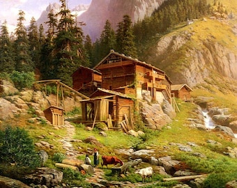 An Alpine Mill - Cross stitch pattern - pdf format - Delivered by email - This is not a kit