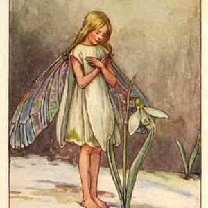 The Snowdrop Fairy - Kruissteekpatroon, pdf-formaat, bezorgd per e-mail, Cicely Mary Barker, kruissteek feeën, kruissteek bloemen