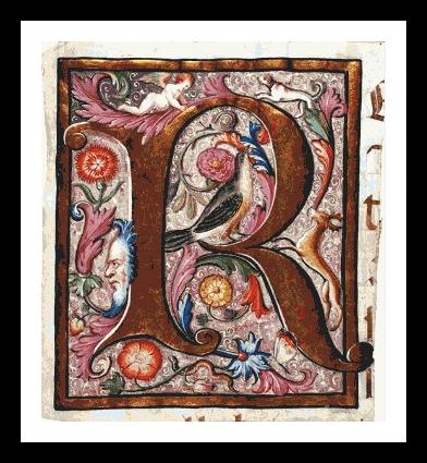 R Medieval Letter - Cross Stitch Pattern, Pdf Format, Initial Letters ...