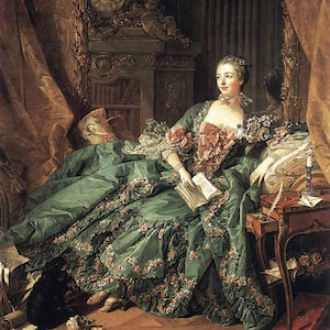 Madame de Pompadour - Grille point de croix, format pdf, Livraison par email, François Boucher, Art point de croix,Madame Pompadour point de croix