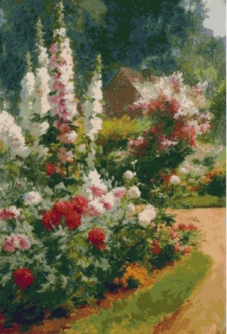 Blooming Garden Cross stitch pattern pdf format | Etsy