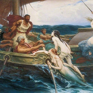 Ulysses and the Sirens - Cross stitch pattern, pdf format, Delivered by email, Herbert James Draper, Art cross stitch, Sirens cross stitch
