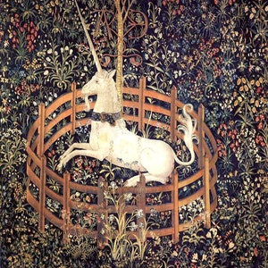 The Hunt of the Unicorn - The Captive Unicorn, Cross stitch pattern, pdf format, Delivered by email, Medieval Tapestry cross stitch pattern
