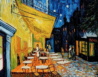 Terraza de café por la noche - Patrón de punto de cruz, formato pdf, Entregado por correo electrónico, Vincent van Gogh, Tallas disponibles en la descripción