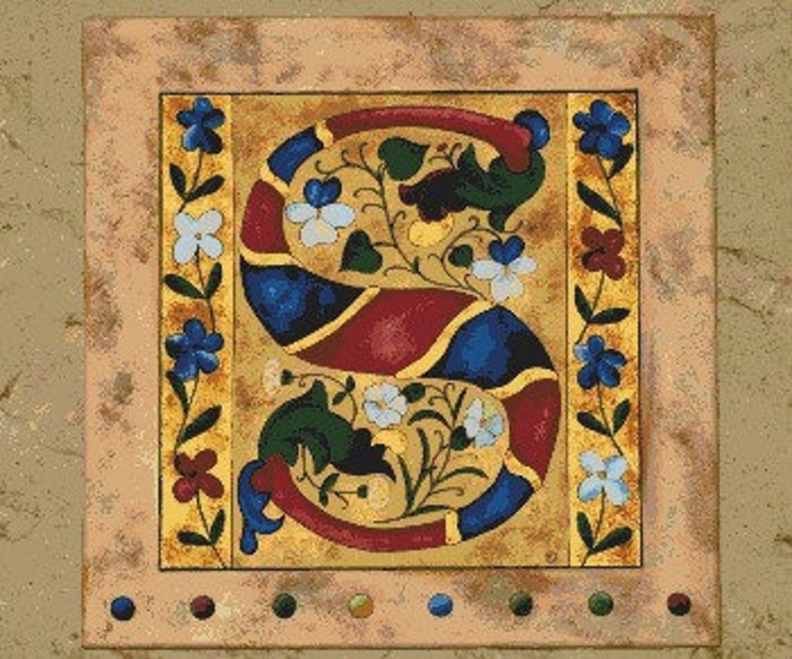 S Medieval Letter Cross Stitch Pattern Pdf Format Etsy
