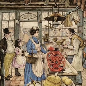 Grocery Store - Cross stitch pattern, pdf format, Delivered by email, Anton Pieck, Art cross stitch