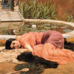 Sweet Nothings - Schema punto croce, formato pdf, consegnato via email, John William Godward, Schema punto croce artistico