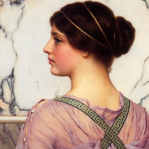A Grecian Lovely - Schema punto croce, formato pdf, consegnato via email, John William Godward, Punto croce artistico