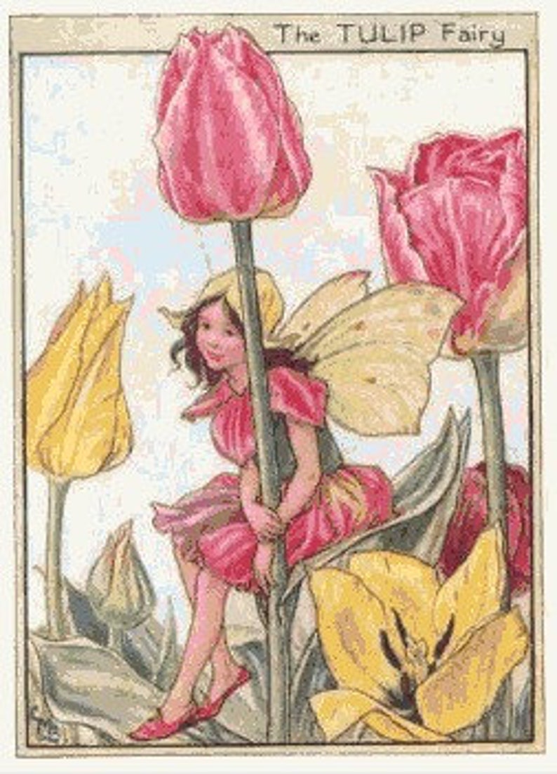 Tulip Fairy Cross stitch pattern pdf format Delivered by email This is not a kit image 2