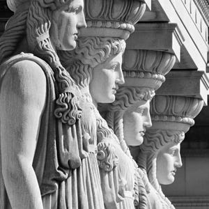 Caryatids - Cross stitch pattern, Delivered by email, pdf format, Black and White cross stitch