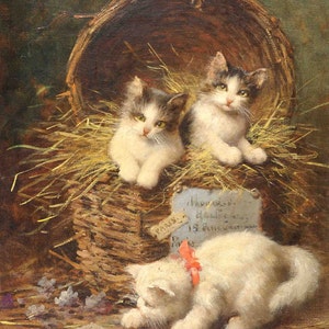 Kittens in a Basket Cross stitch pattern pdf format image 1