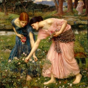 Verzamel Ye Rosebuds - Kruissteekpatroon, pdf-formaat, bezorgd per e-mail, John William Waterhouse, kunst kruissteek