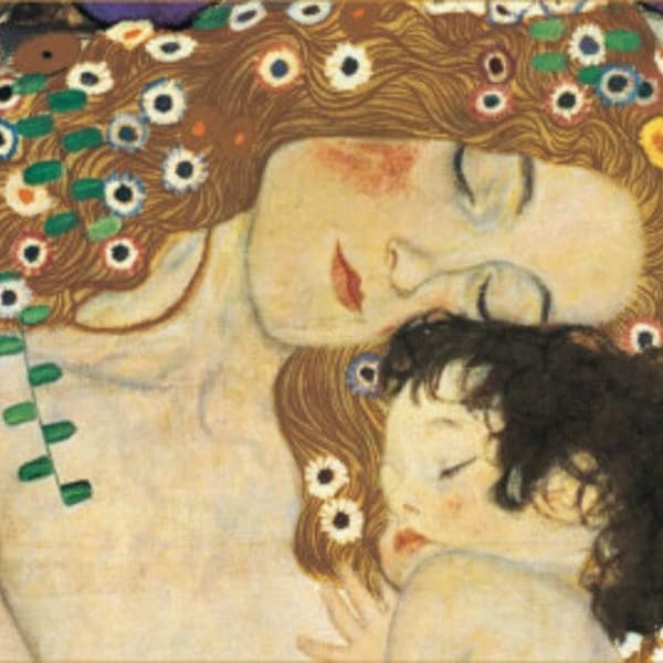 Mother and Daughter - Cross stitch pattern, pdf format, Delivered by email, Gustav Klimt, Art cross stitch