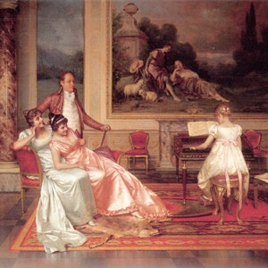 The Piano Recital - Cross stitch pattern, pdf format, Delivered by email, Vittorio Reggianini, Art cross stitch