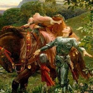 La Belle Dame Sans Merci - Padrão de ponto cruz, formato pdf, Entregue por e-mail, Sir Frank Dicksee, Ponto cruz artístico