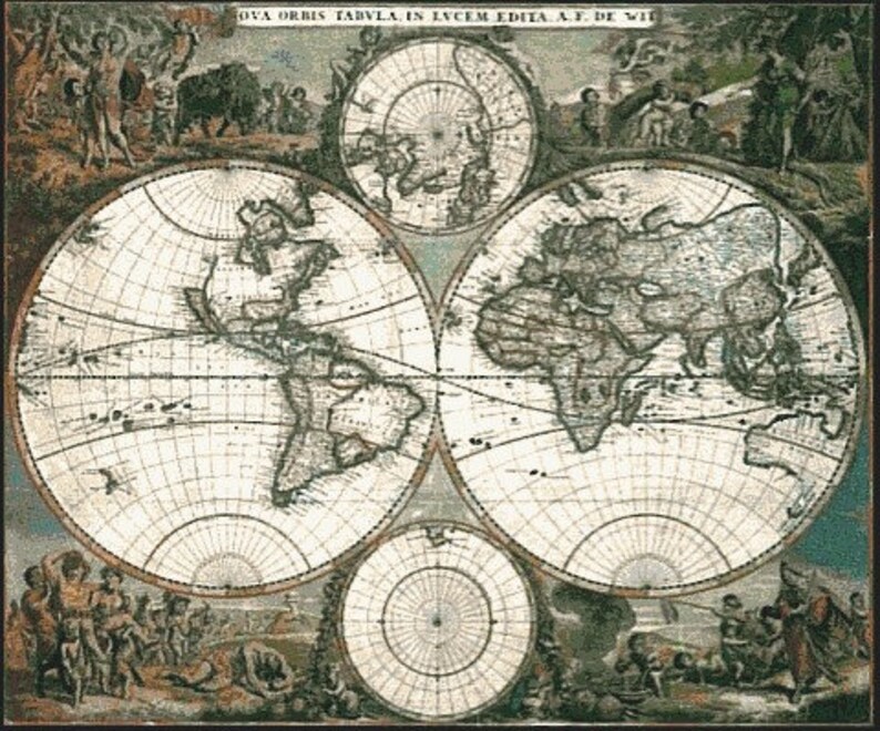 World Map Cross Stitch Pattern Pdf Format Etsy