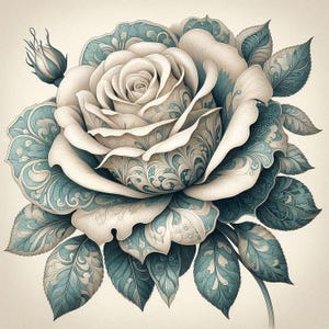 Vintage roos - kruissteekpatroon, pdf-formaat, bezorgd per e-mail, kruissteek bloemen, kruissteek roos