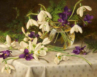 Snowdrops and Violets - Cross stitch pattern pdf format