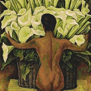 Nude with Calla Lilies Cross stitch pattern pdf format Delivered by email This is not a kit image 2