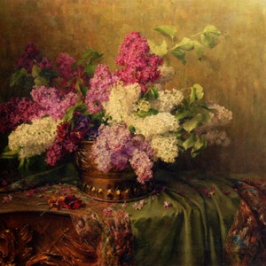 Seringen en viooltjes - kruissteekpatroon, pdf-formaat, geleverd per e-mail, Clara von Sivers, bloemen kruissteek, kunst kruissteek