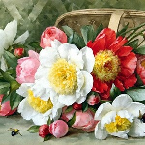 May Flowers - kruissteekpatroon, pdf-formaat, bezorgd per e-mail, Paul de Longpre, kruissteek bloemen