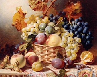 Basket of Fruit - Cross stitch pattern - pdf format - Delivered by email - This is not a kit