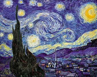 Noche estrellada - Patrón de punto de cruz, formato pdf, Envío por email, Vincent van Gogh, Paisajes en punto de cruz, Arte en punto de cruz