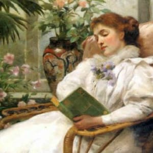 Lady Reading - Cross stitch pattern, pdf format, Delivered by email, Art cross stitch pattern