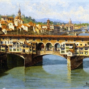 Ponte Vecchio - Cross stitch pattern, pdf format, Delivered by email, Antonietta Brandeis, Art cross stitch