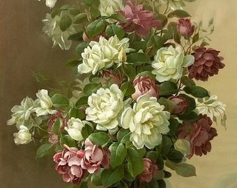 White and Pink Bouquet - Cross stitch pattern pdf format