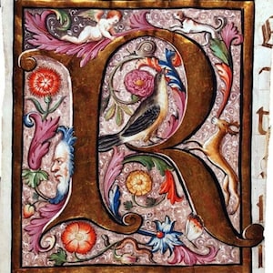 Letra R Medieval - Patrón de punto de cruz, formato pdf, Letras Iniciales en punto de cruz, Manuscrito Iluminado en punto de cruz