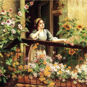 A Pensive Moment - Cross stitch pattern, pdf format, Delivered by email, Daniel Ridgway Knight, Art cross stitch