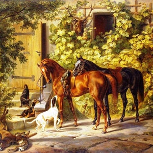 Two Horses - Cross stitch pattern, pdf format, Delivered by email, Animals cross stitch, Horses cross stitch, Art cross stitch