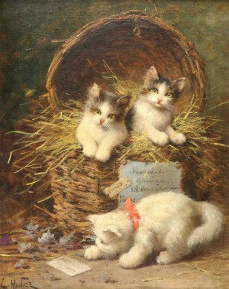 Kittens in a Basket Cross stitch pattern pdf format image 2