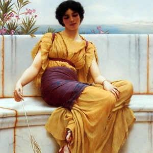 Ozio - Schema punto croce, formato pdf, Consegna via email, John William Godward, Punto croce artistico