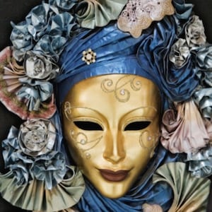 Venetian Mask - Cross stitch pattern - pdf format - Delivered by email - Venetian mask cross stitch pattern - Carnival cross stitch pattern