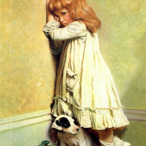 In Disgrace - Cross stitch pattern, pdf format, Delivered by email, Charles Burton Barber, Art cross stitch dog cross stitch