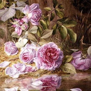Reflected Roses - Kruissteekpatroon, pdf-formaat, bezorgd per e-mail, Mary Elizabeth Duffield, Kunst kruissteek, Kruissteekkunst