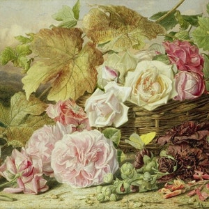 Pioenrozen, rozen en stokrozen - kruissteekpatroon, pdf-formaat, bezorgd per e-mail, Elizabeth Duffield, kruissteek bloemen