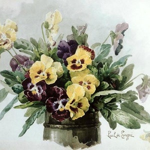 Pansy Waltz - kruissteekpatroon, pdf-formaat, bezorgd per e-mail, Paul de Longpre, kruissteek bloemen