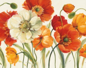 Poppies Melody - Cross stitch pattern, pdf format, Delivered by email, Flowers cross stitch, Poppies cross stitch