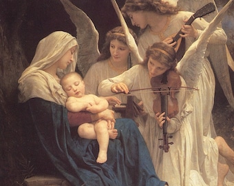 La Vierge Aux Anges - Cross stitch pattern, pdf format, Delivered by email, William Adolphe-Bouguereau, Religion cross stitch