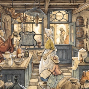 The Drugstore - Cross stitch pattern, pdf format, Delivered by email, Anton Pieck, Art cross stitch