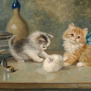 The Blue Ribbon - Kruissteekpatroon, pdf-formaat, bezorgd per e-mail, kruissteek dieren, kruissteek katten, kunstkruissteek