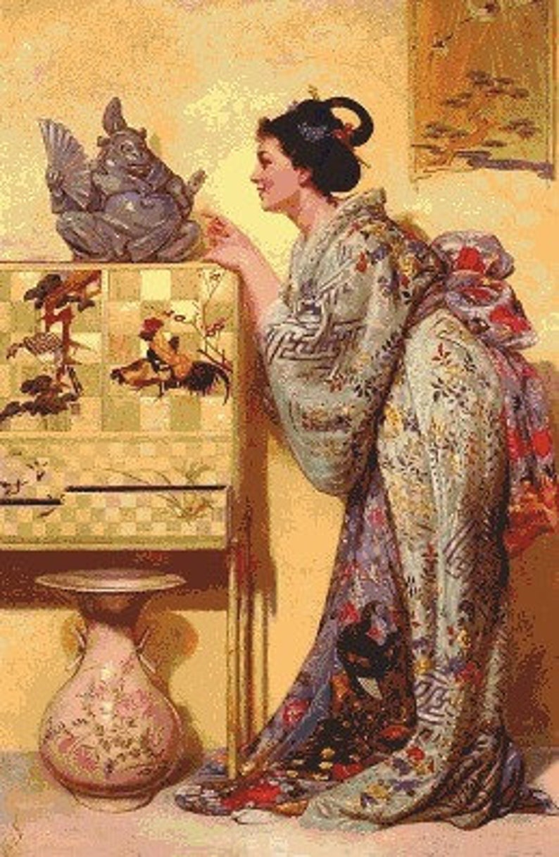 The Japanese Lady Cross Stitch Pattern Pdf Format Etsy