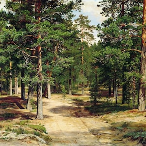 Pine Forest - Cross stitch pattern, pdf format, Delivered by email, Ivan Shishkin, Landscape cross stitch, Art cross stitch
