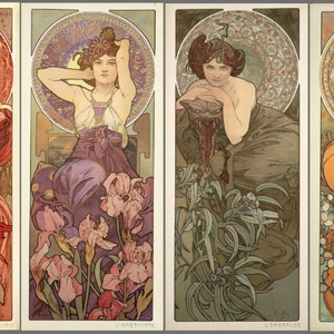 The Precious Stones - Cross stitch pattern, pdf format, Delivered by email, Alfons Mucha, Art Nouveau cross stitch, Art cross stitch
