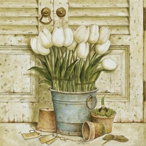 Witte tulpen - kruissteekpatroon, pdf-formaat, bezorgd per e-mail, kruissteek bloemen, kruissteek tulpen